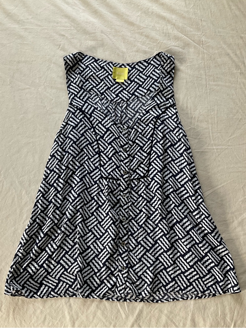 Maeve by Anthropologie Navy & White Abstract Print Tank Top Size 6